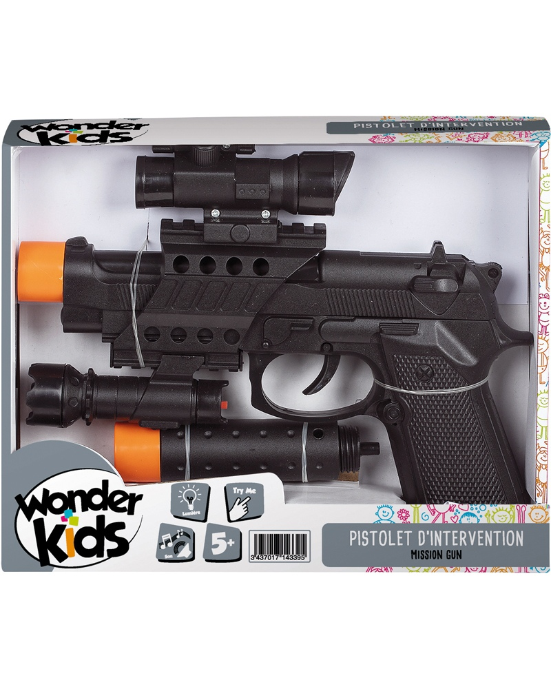Achat Pistolet laser jouet 28cm - avec masque - lumière et son en gros