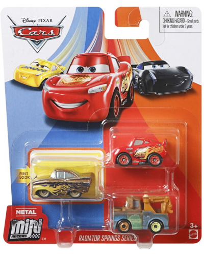Disney Cars - Pack de 3 Mini Véhicules (modèle aléatoire) - Petite Voiture - 3 ans et +