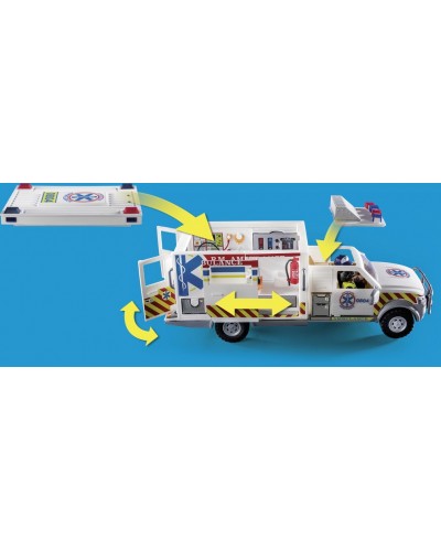 Ambulance avec secouristes et blessé