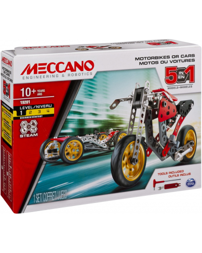 Voiture et moto - 5 modèles Meccano